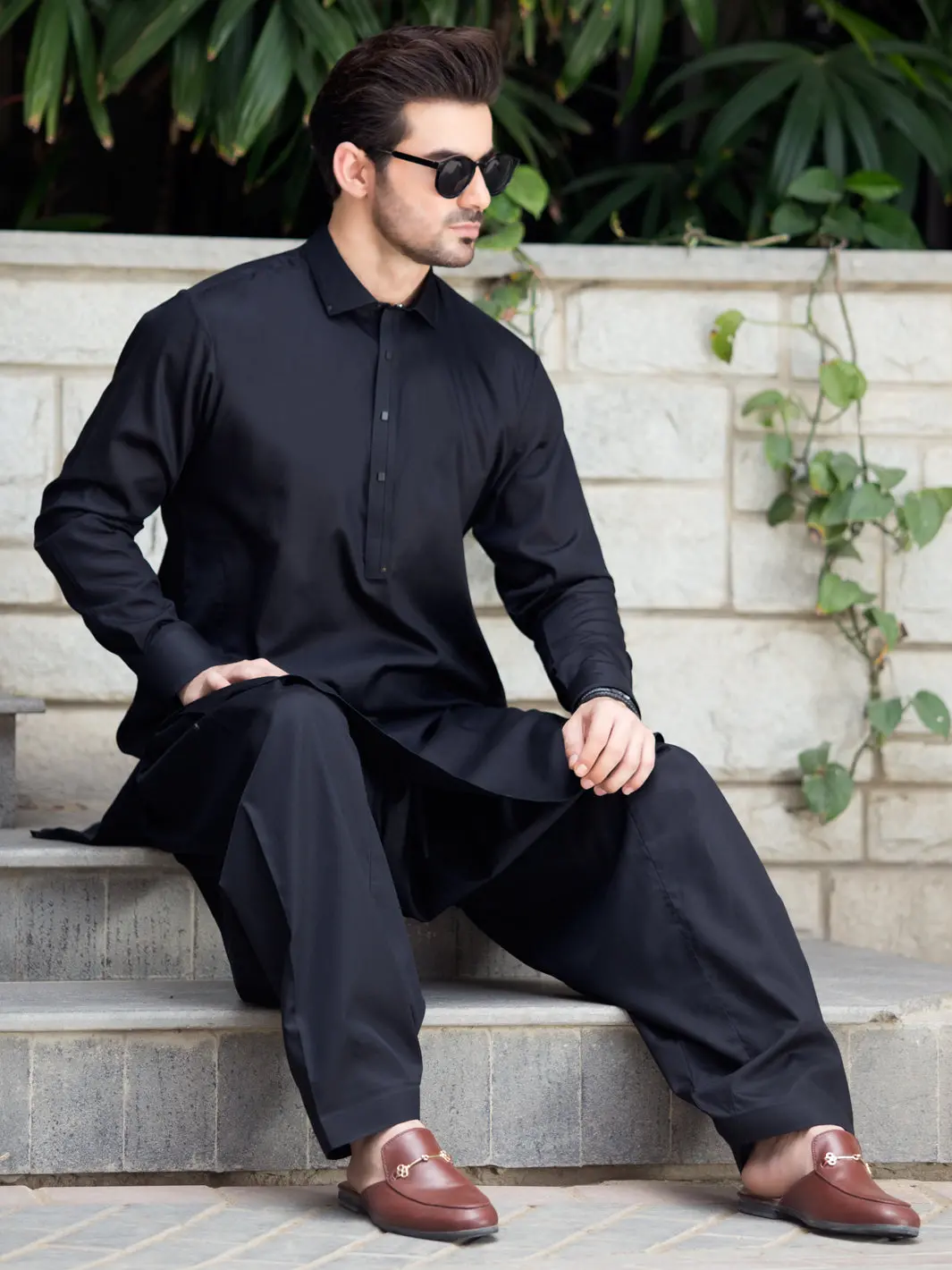 Black Blended Kameez Shalwar - Alwa-Ks-246 1