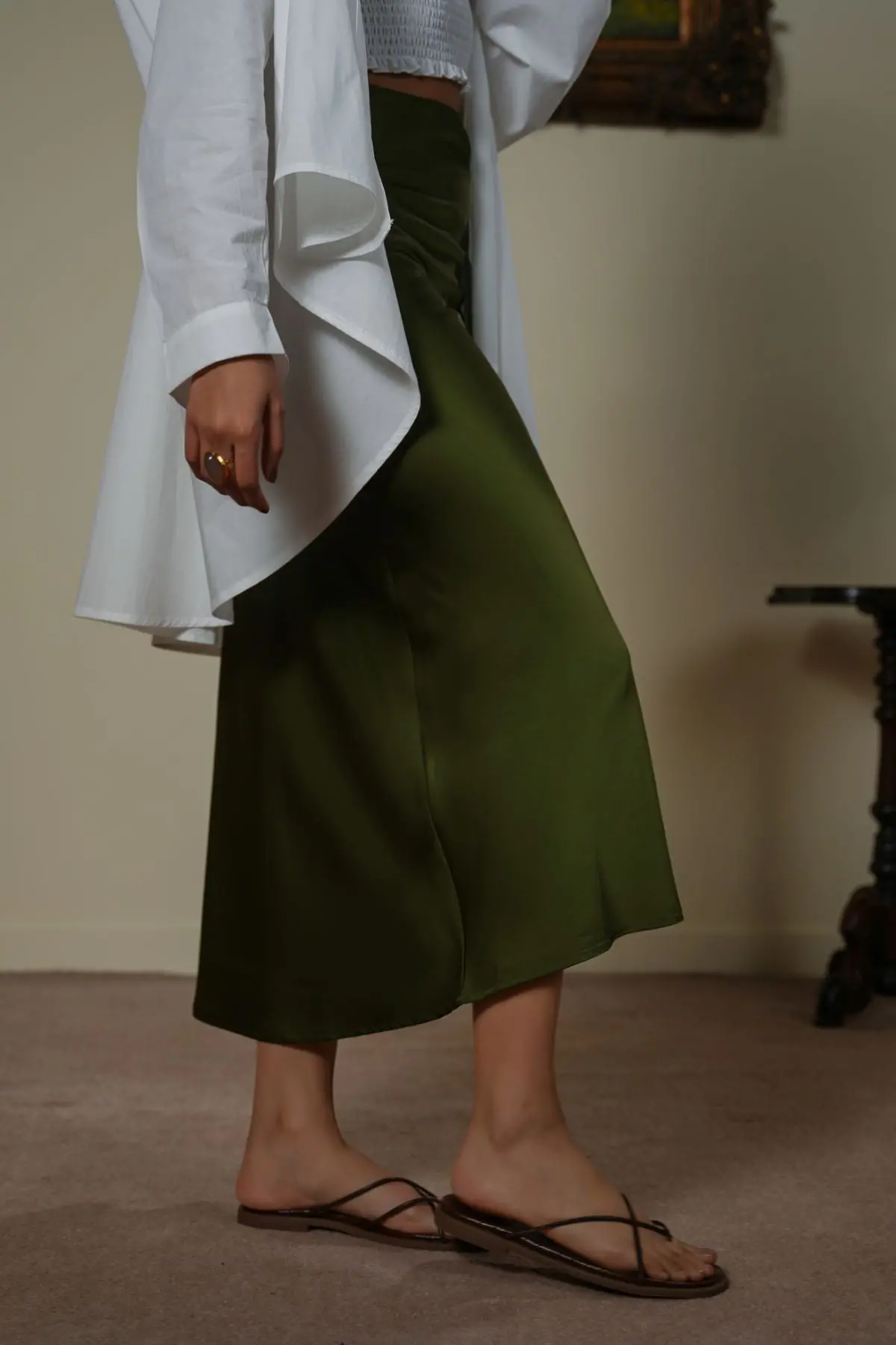 Satin Long Skirt 1