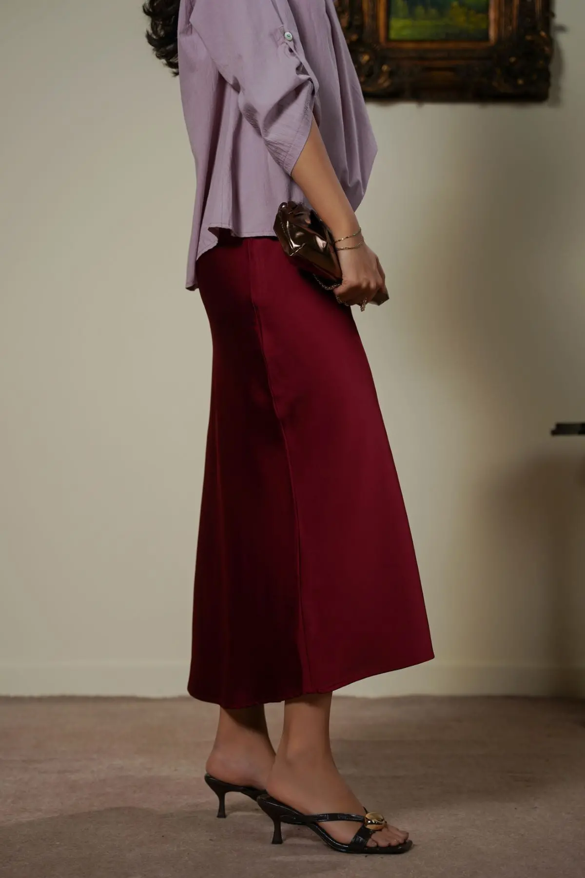 Satin Long Skirt 1