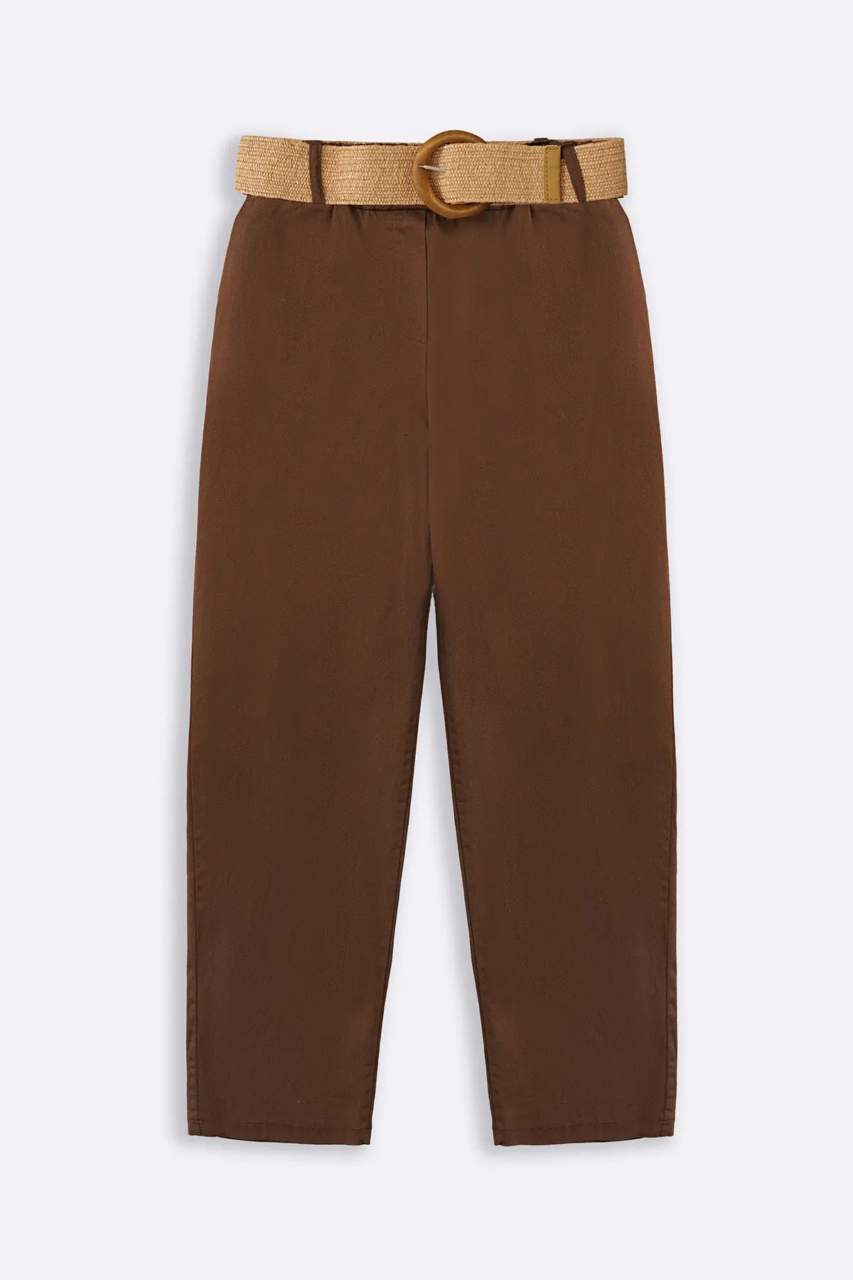 Tapered Cotton Pants With Belt 1