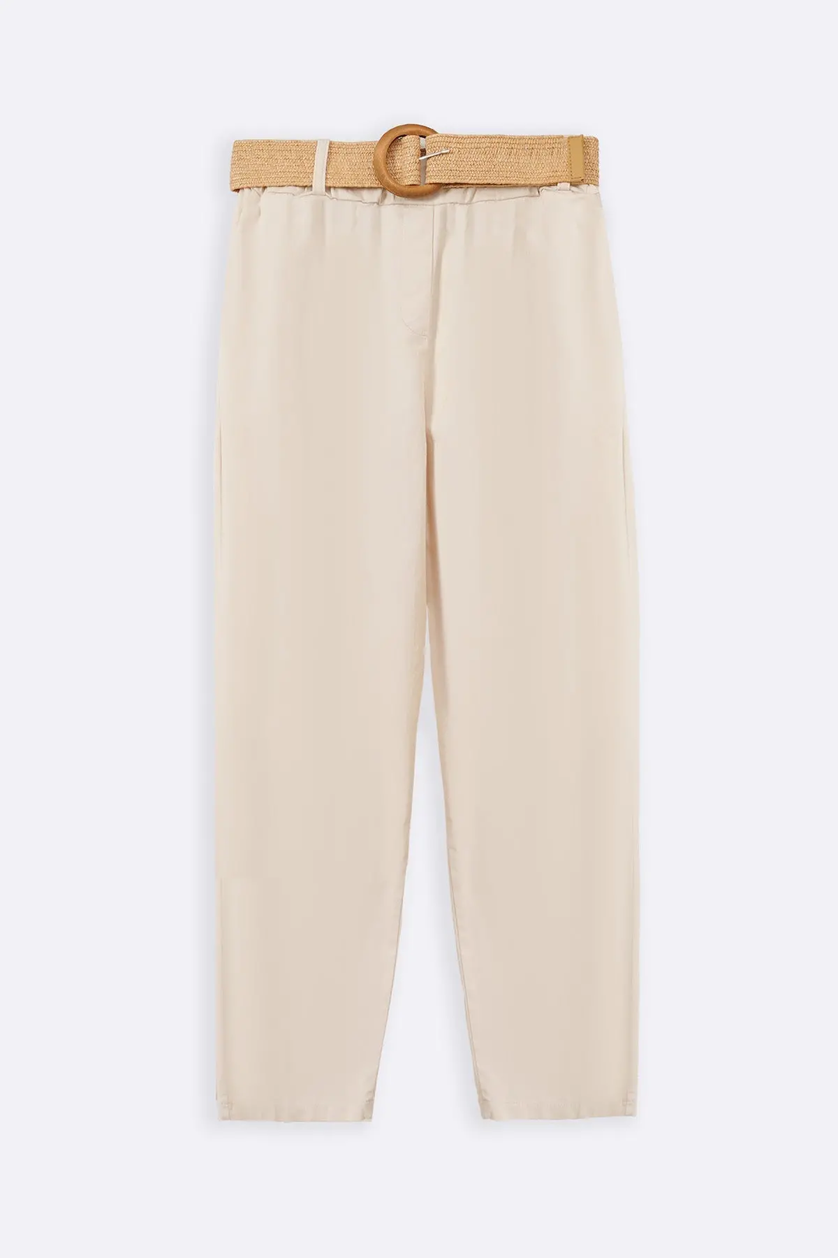Tapered Cotton Pants With Belt 1