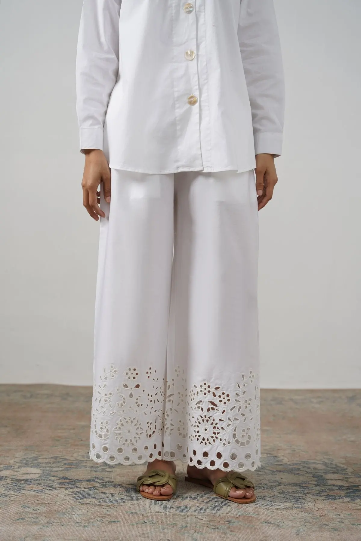 Creme Cutwork Pants 1