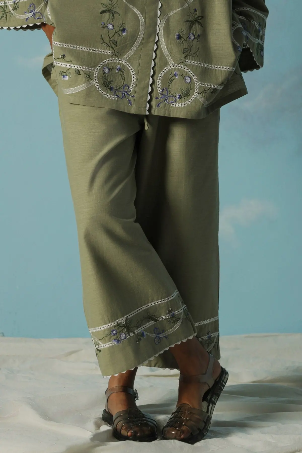 Violet And Sage Embroidered Culottes 1