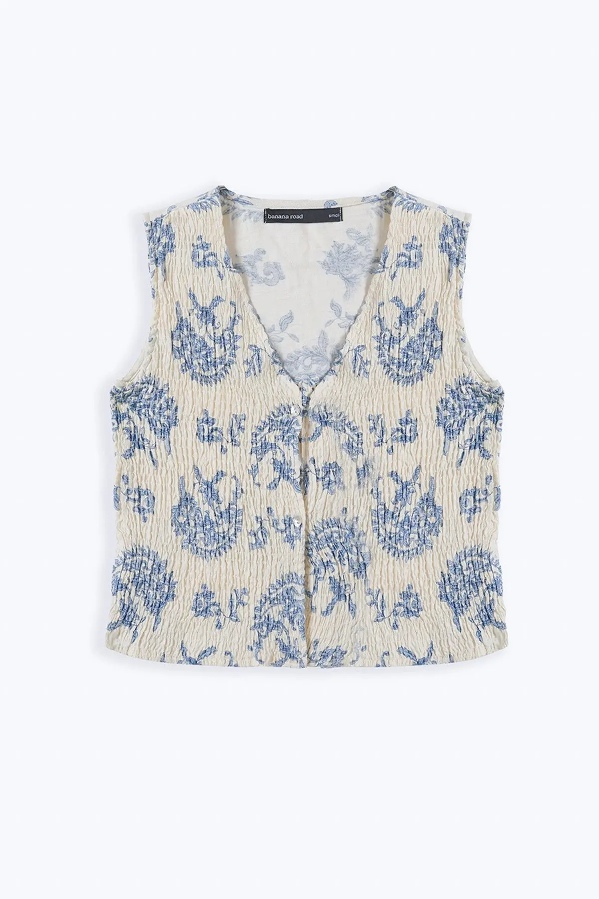 Blue Smocked Vest 1