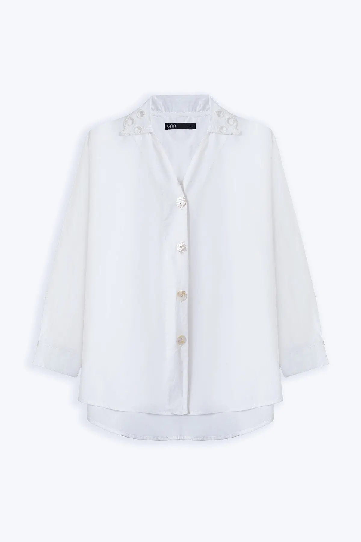 Creme Cutwork Collar Shirt 1