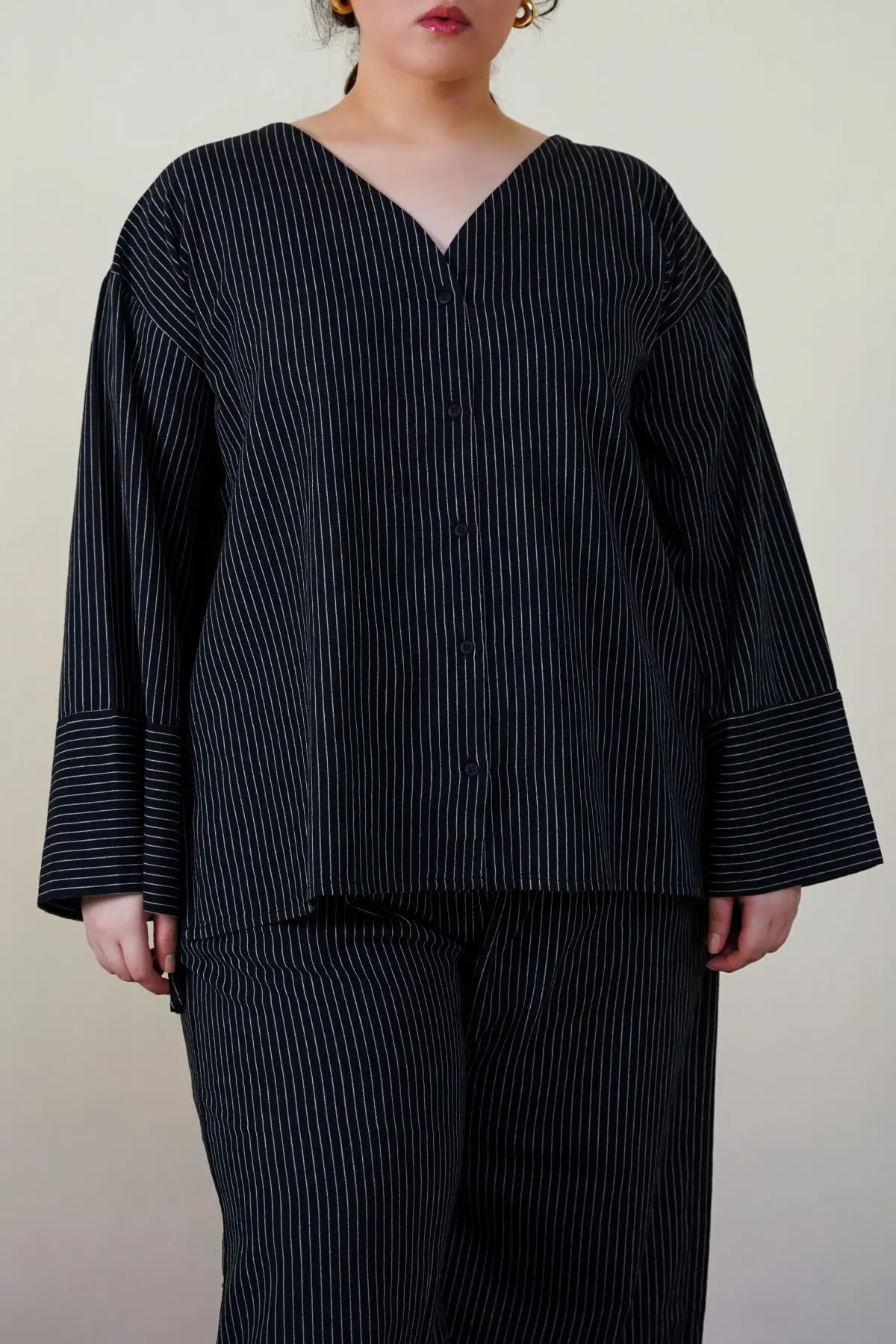 Curve Striped Batwing Shirt 1