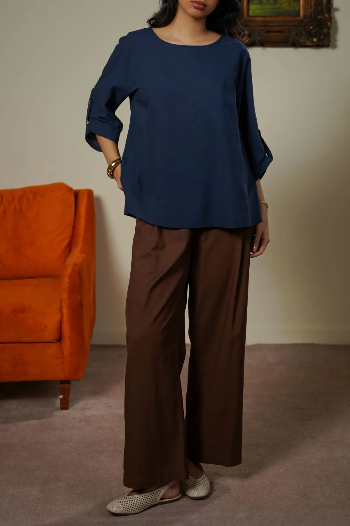 Pleat Linen Blend Pants 1