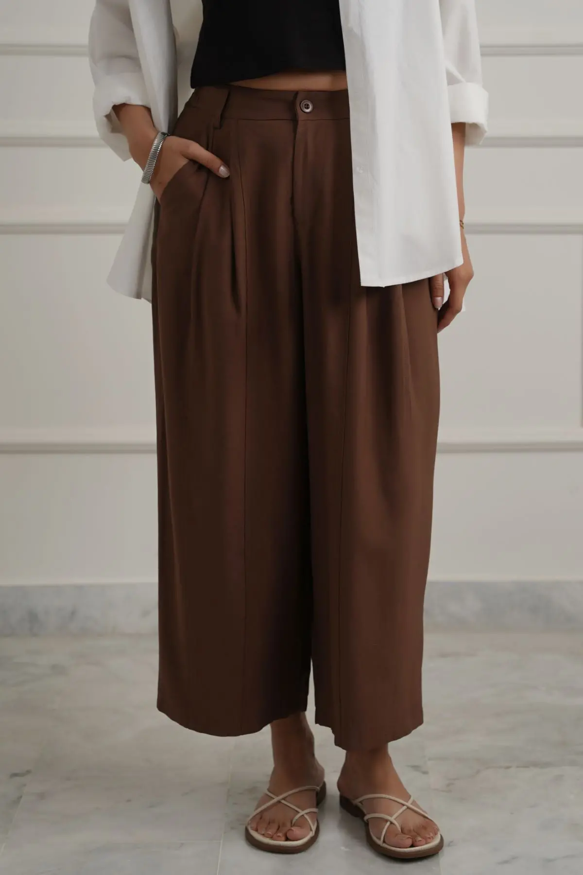 Cotton-Tencel Cropped Pants 1