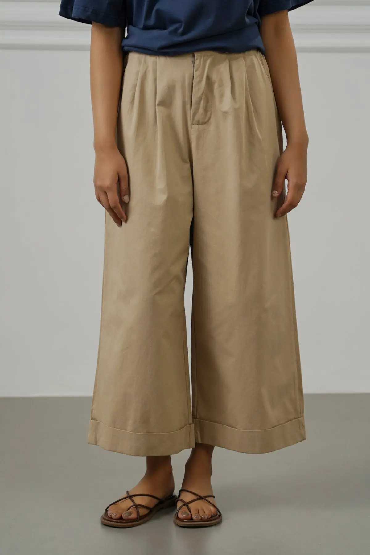 Poplin Turn Up Pants 1