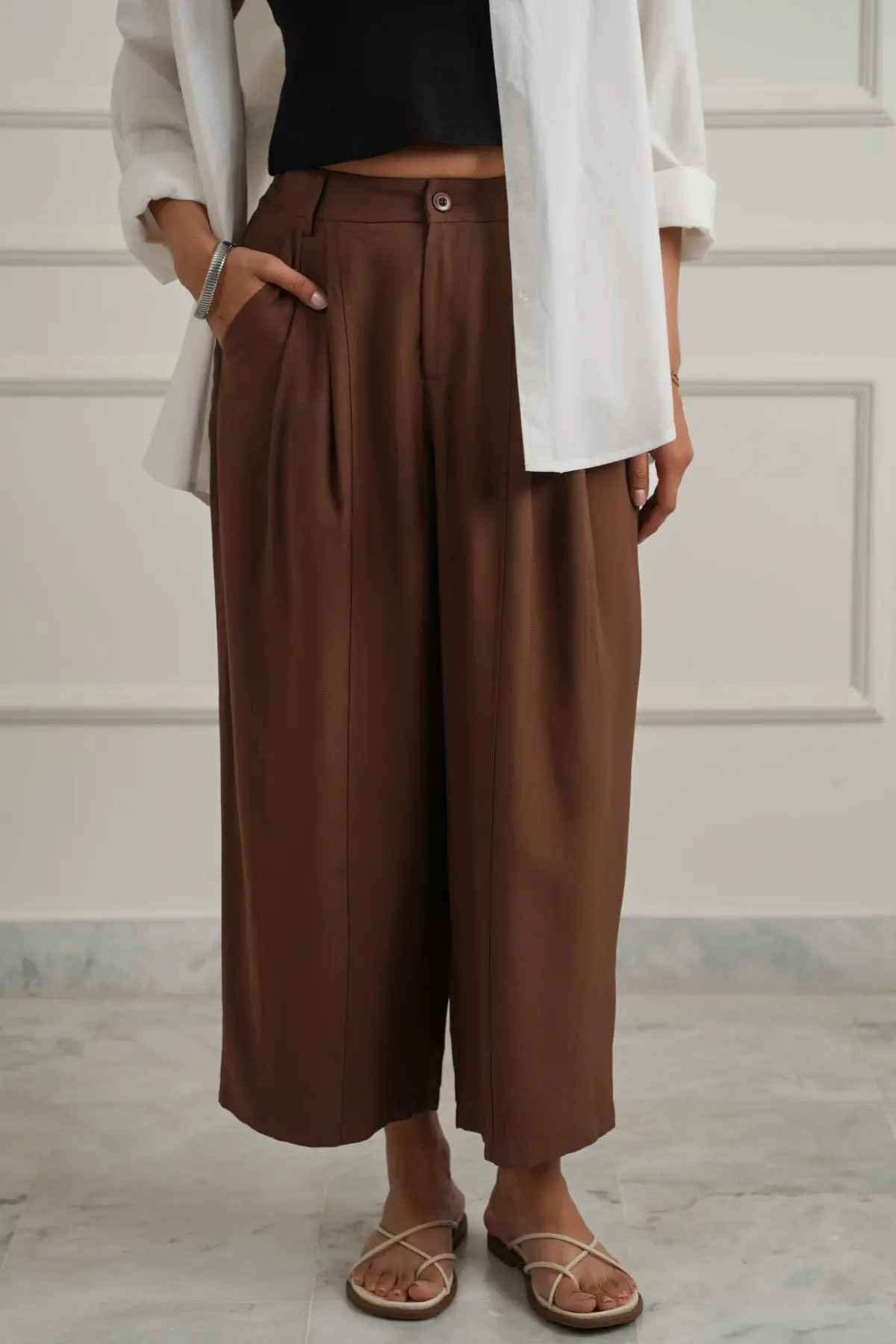 Poplin Turn Up Pants 1