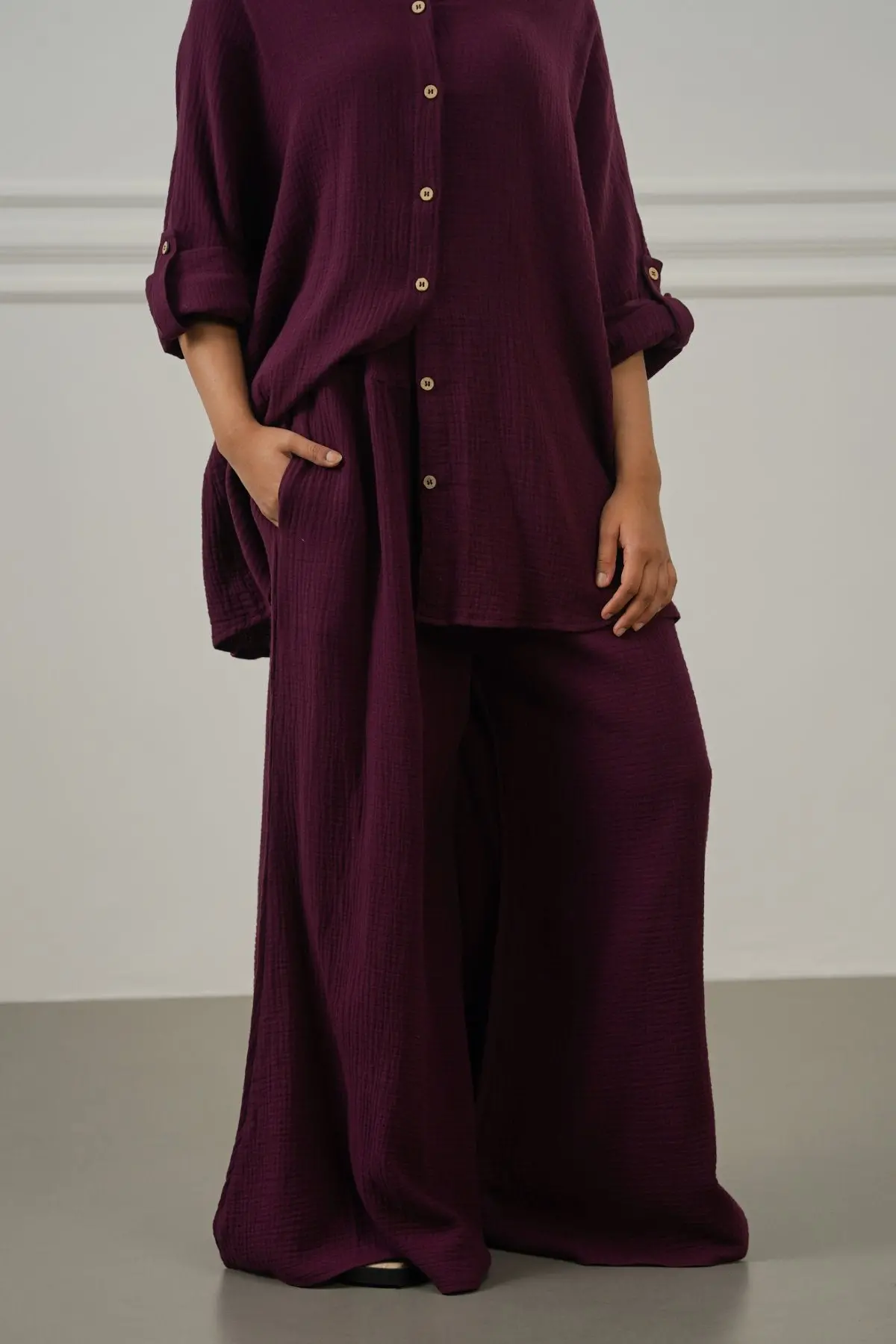 Smocked Waist Muslin Pants 1