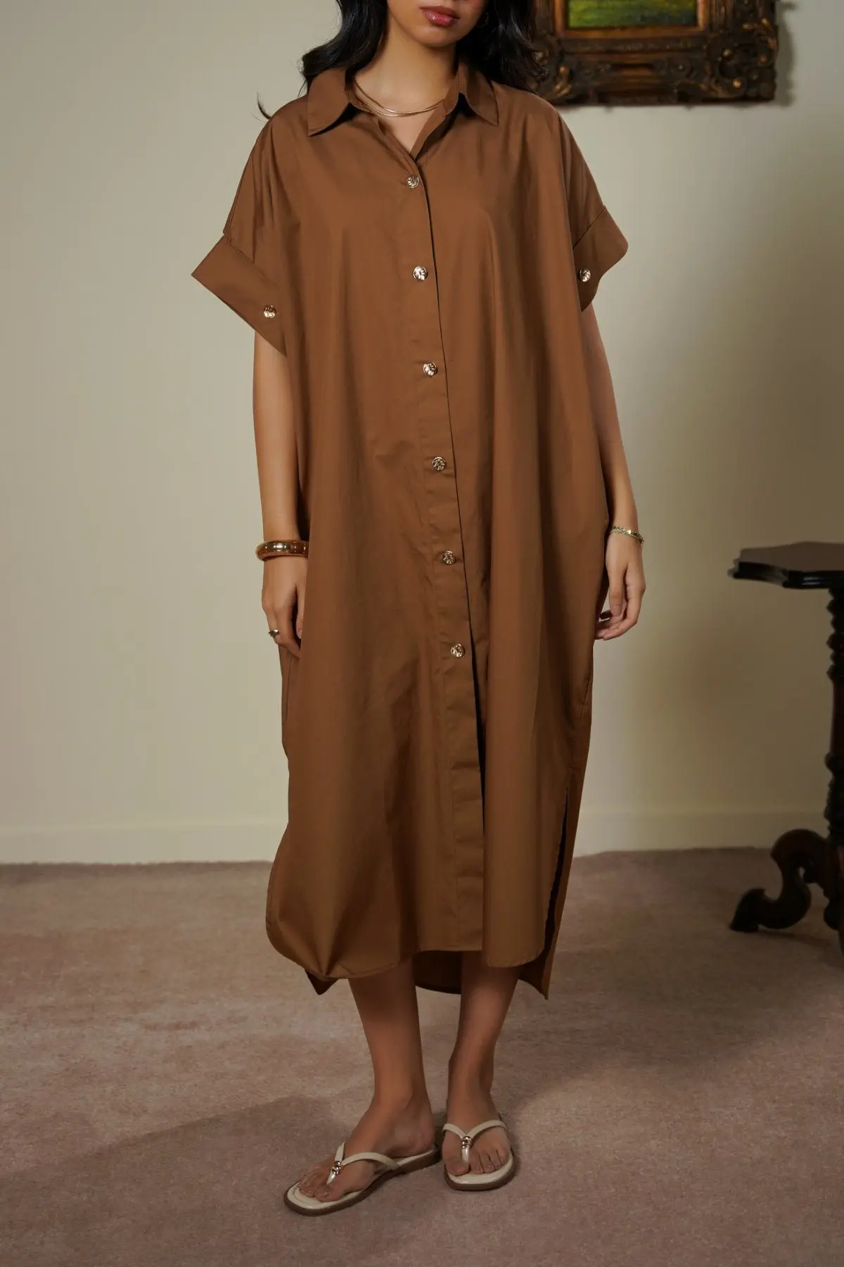 One Size Cotton Shirt Dress 1