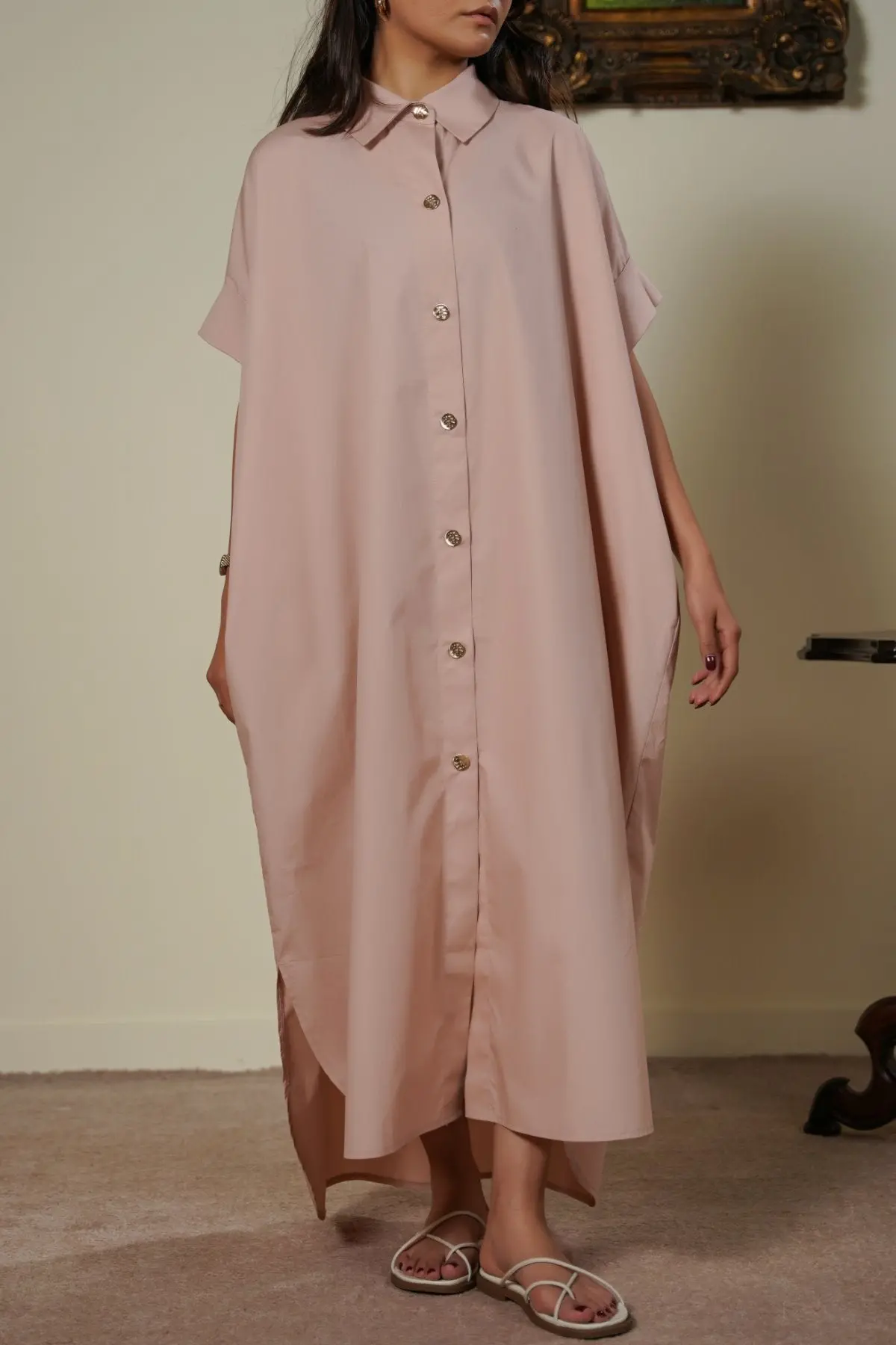 One Size Cotton Shirt Dress 1