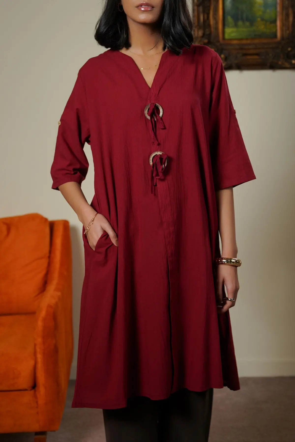 Wood Knot Cotton Tunic 1