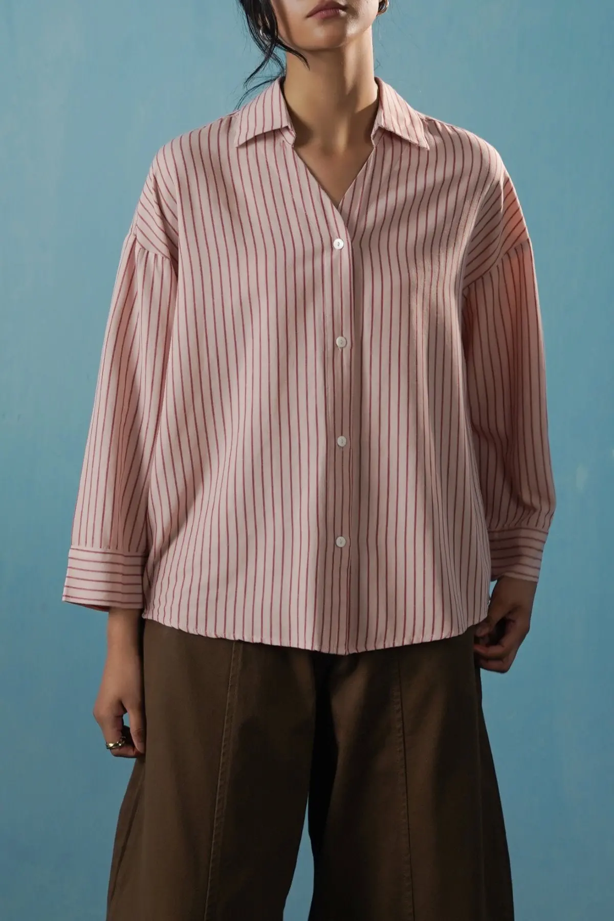 Salmon Pinstripe Shirt 1