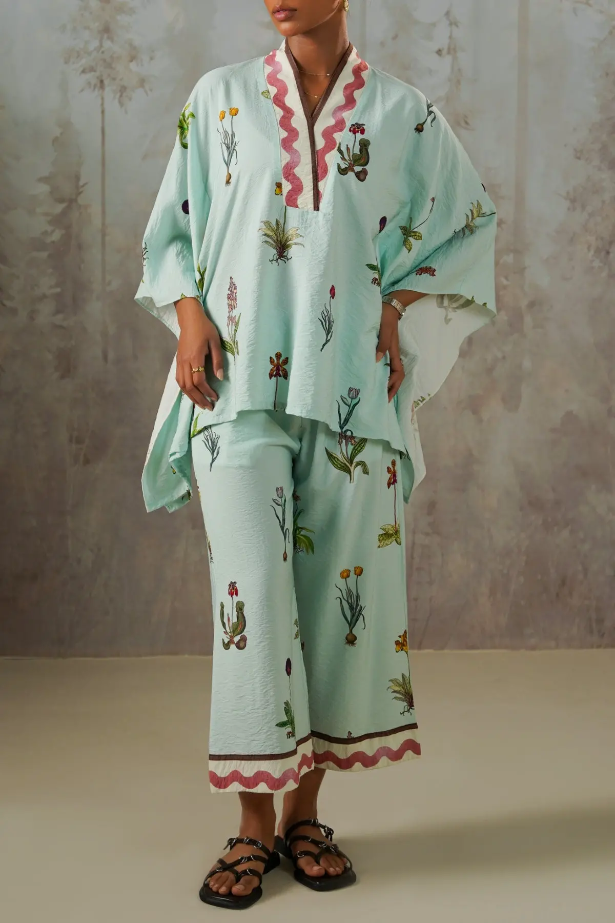 Flowers In Water Kaftan Shirt 1