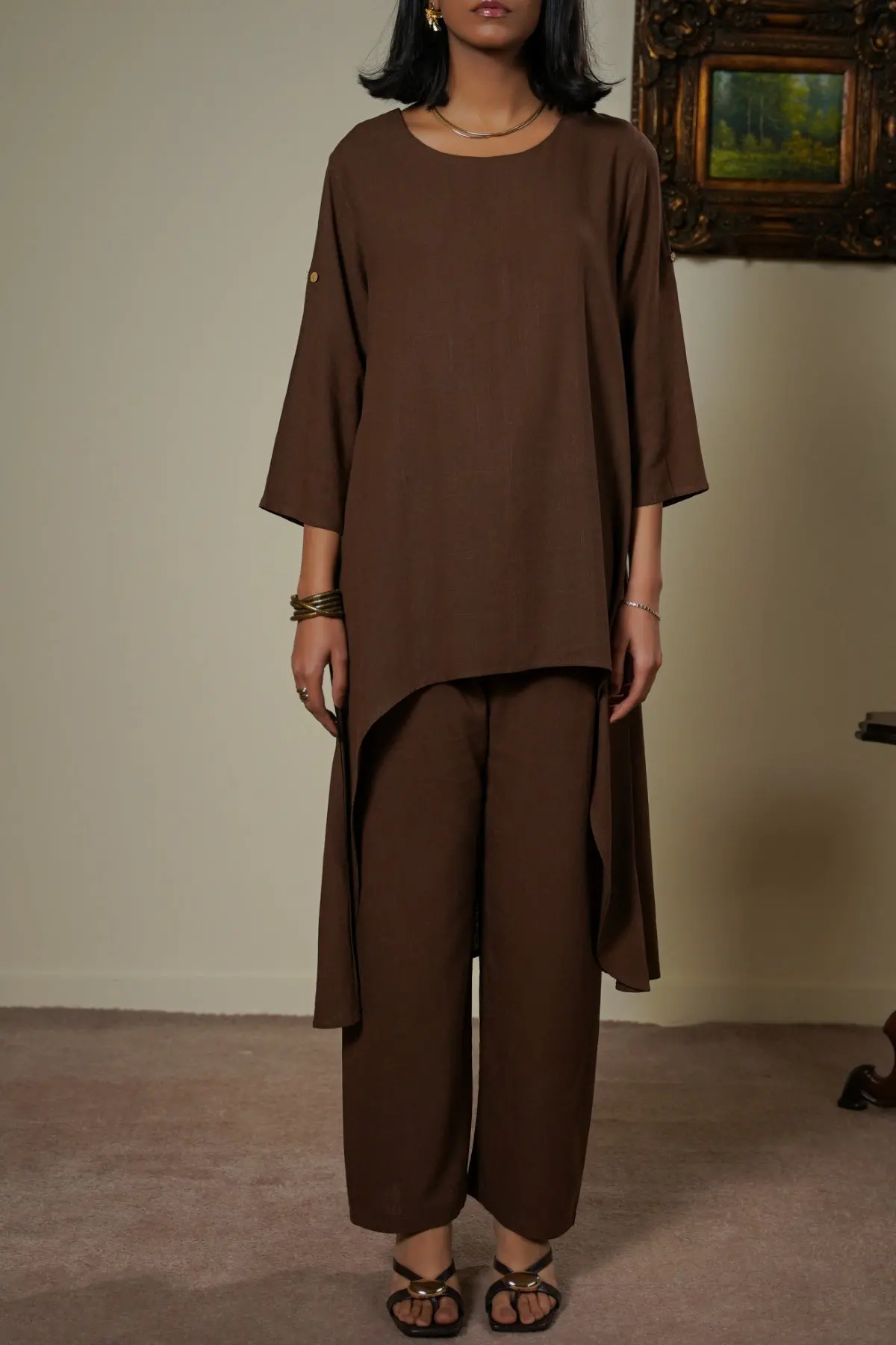 Scoop Hem Linen Blend Tunic 1