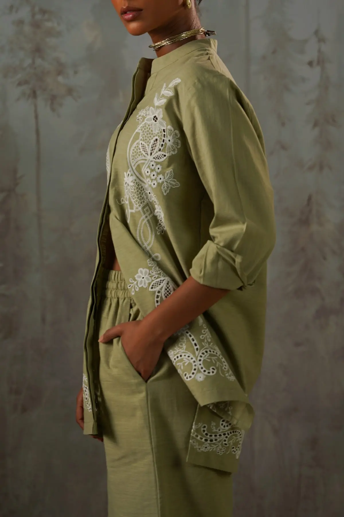 Pistachio Broderie Shirt 1