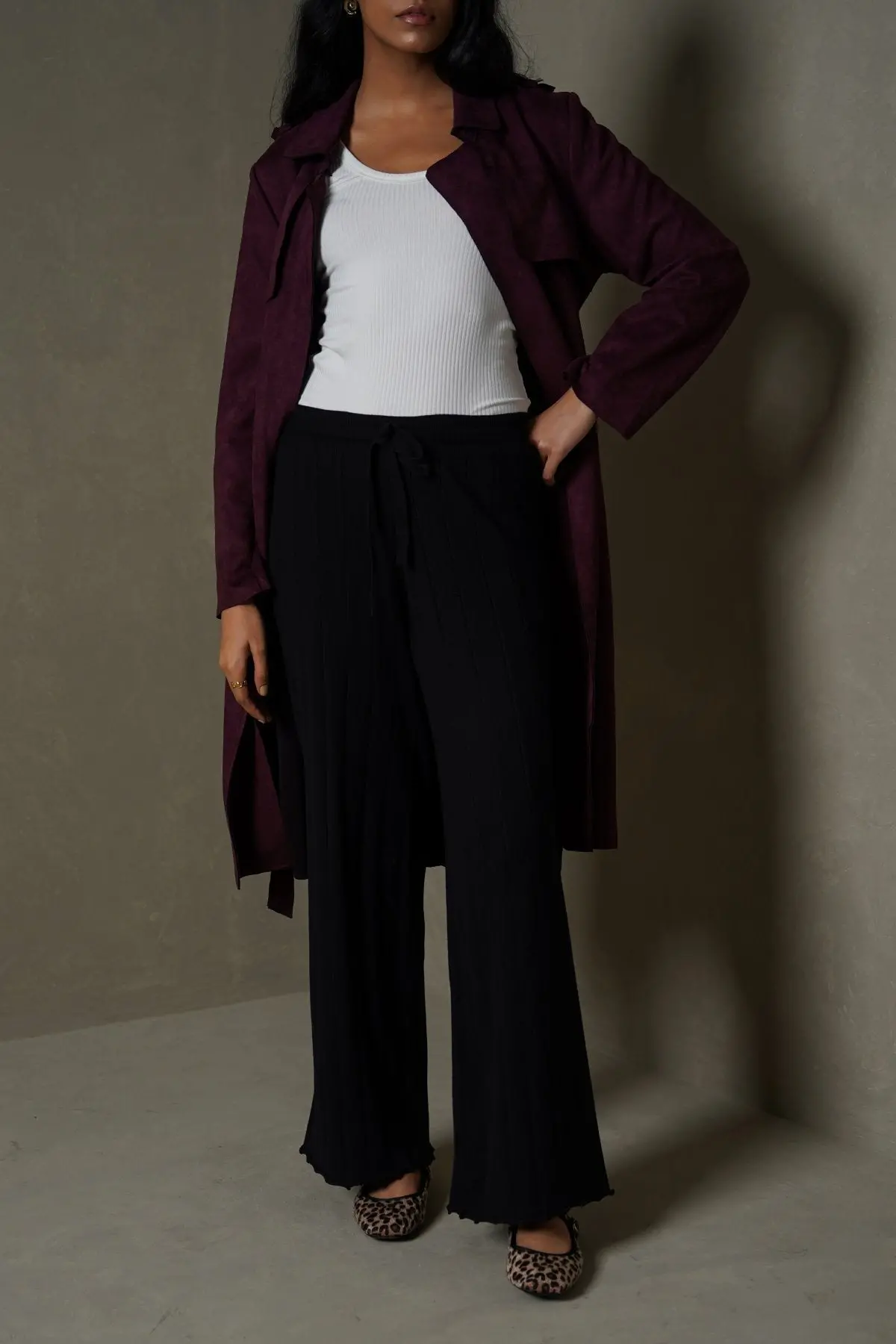 Rib-Knit Straight Pants 1