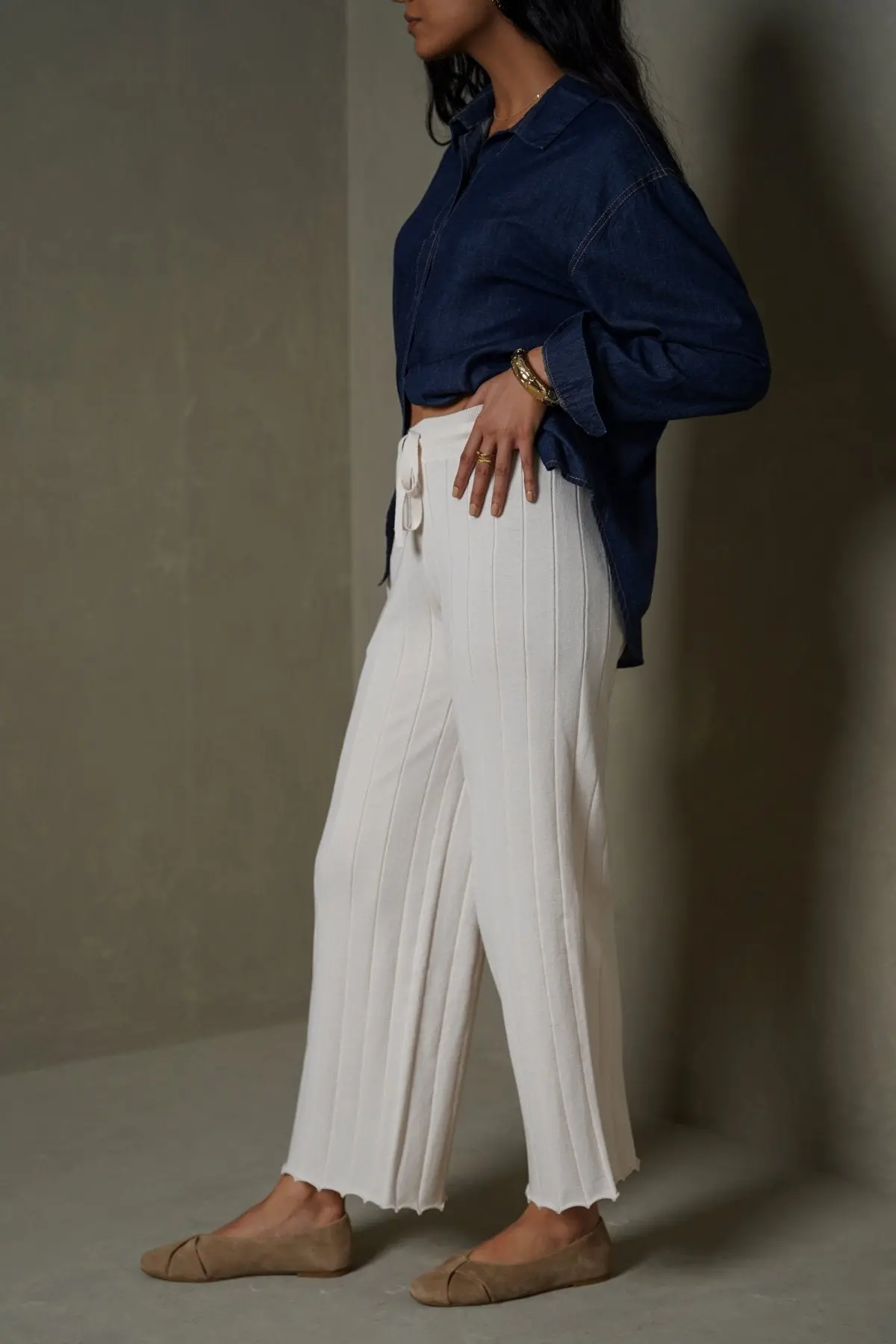 Rib-Knit Straight Pants 1