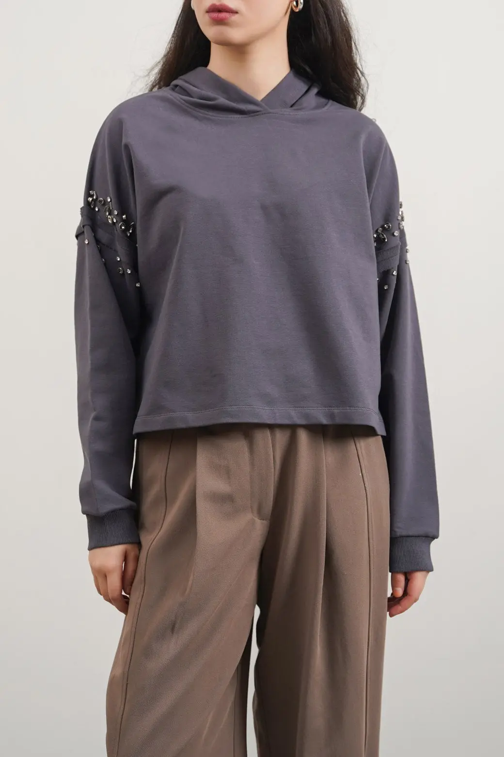 Embellished Mid-Length Hoodie 1