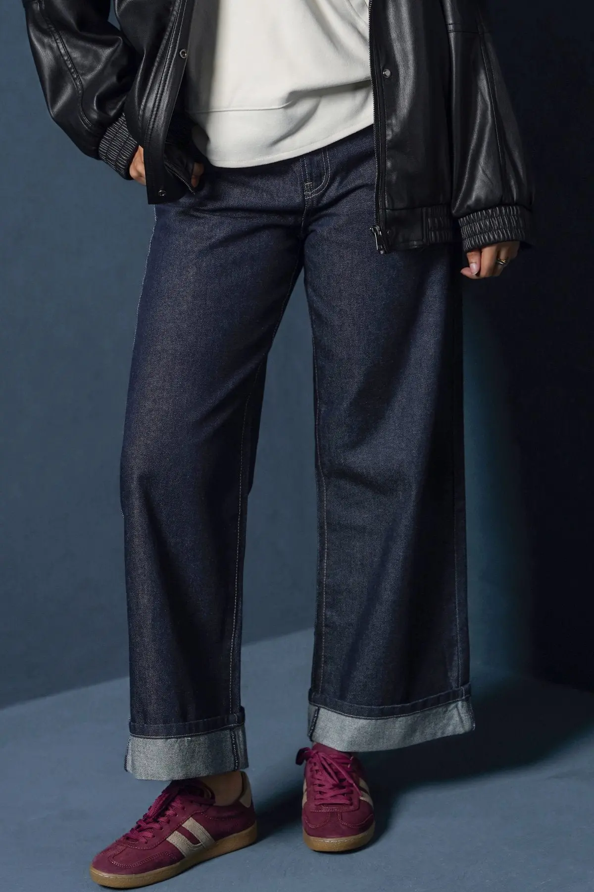 Roll Up Wide Jeans 1