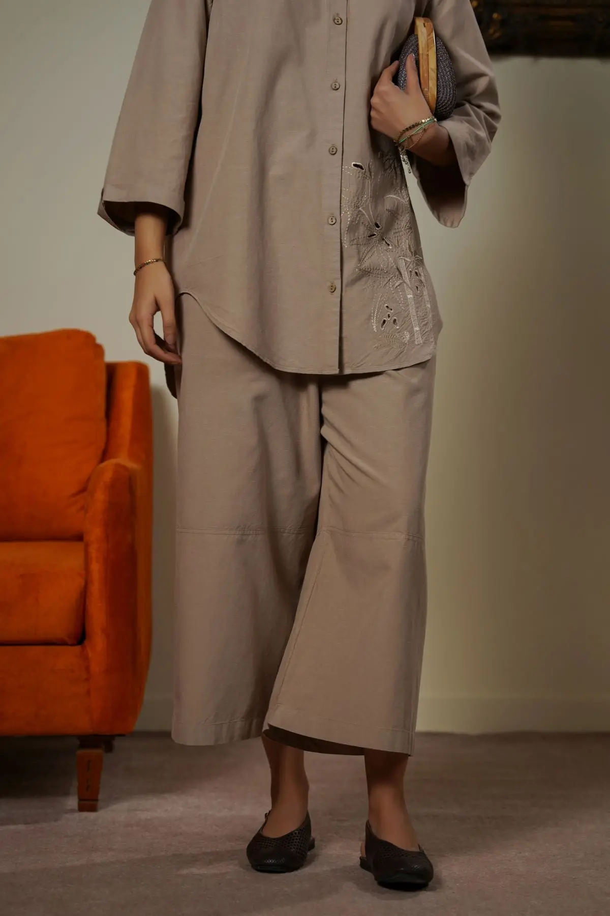 Tailored Linen Blend Culottes 1