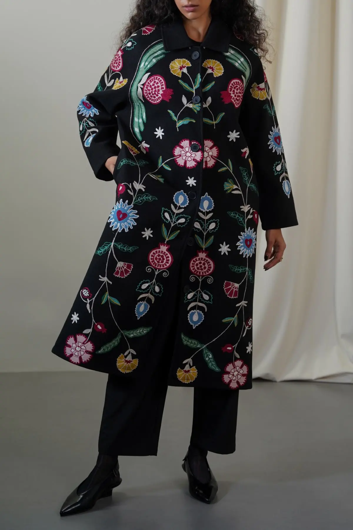 Boutique Embroidered Long Coat 1