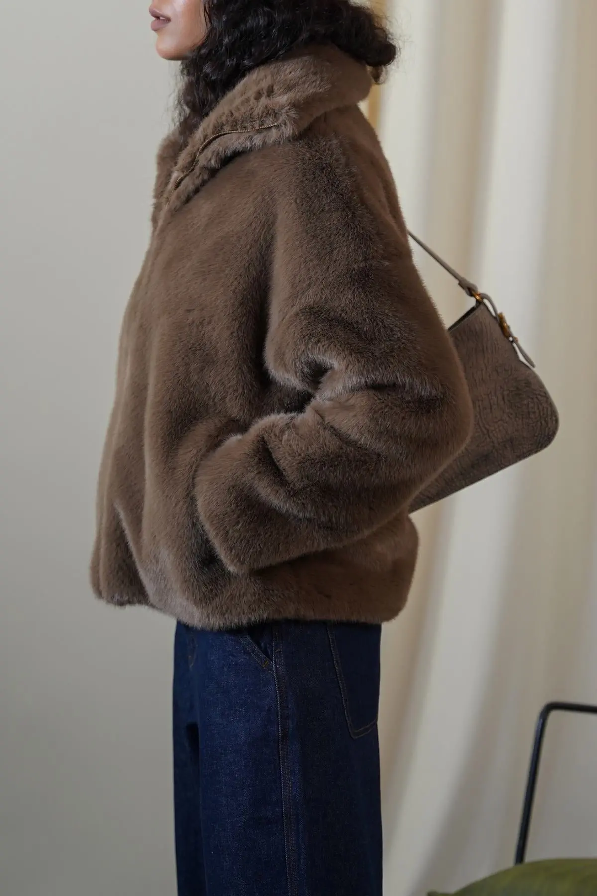 Funnel Neck Fur Jacket 1