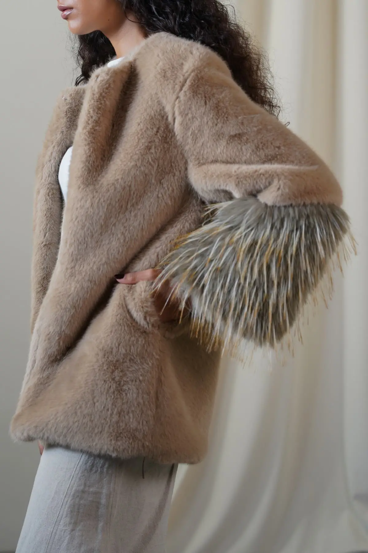 Midi Feathered Fur Coat 1