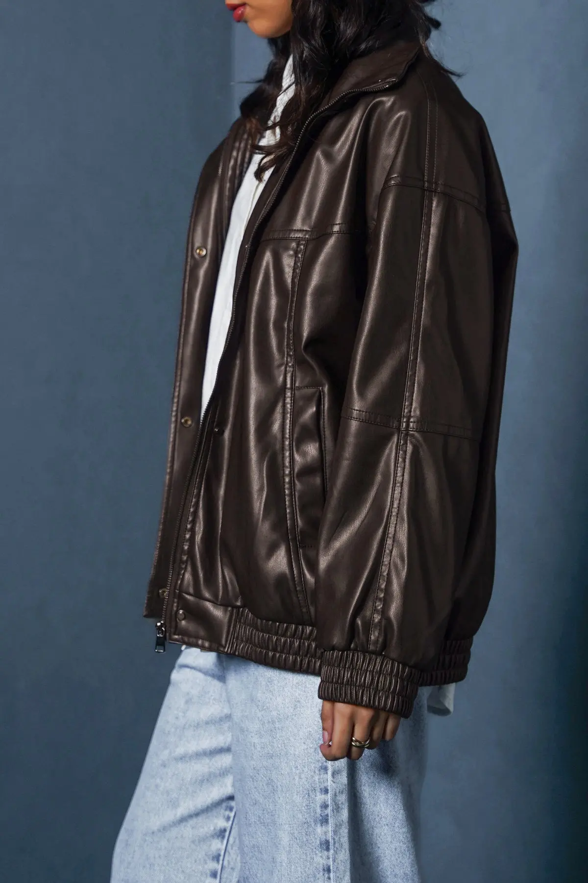 Vegan Leather Bomber Jacket 1