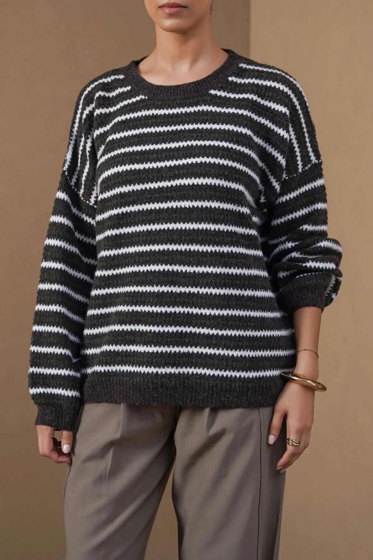 Pinstripe Weave Sweater 1