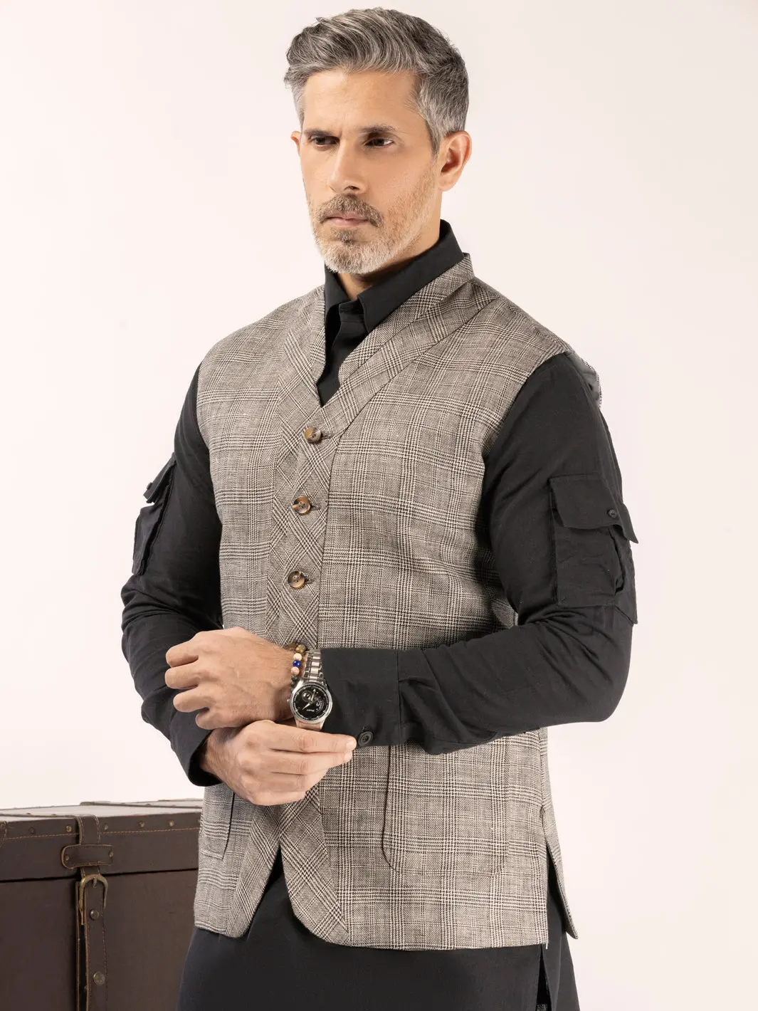Grey Linen Waistcoat - Alcr-Wc-010 1