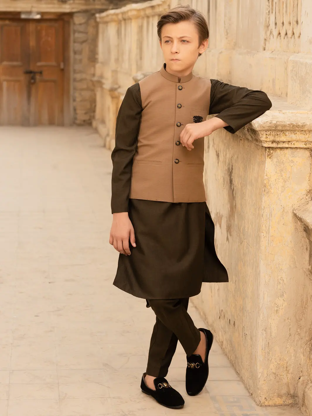 Brown Blended Boy Waistcoat - Alt-Wc-010A 1