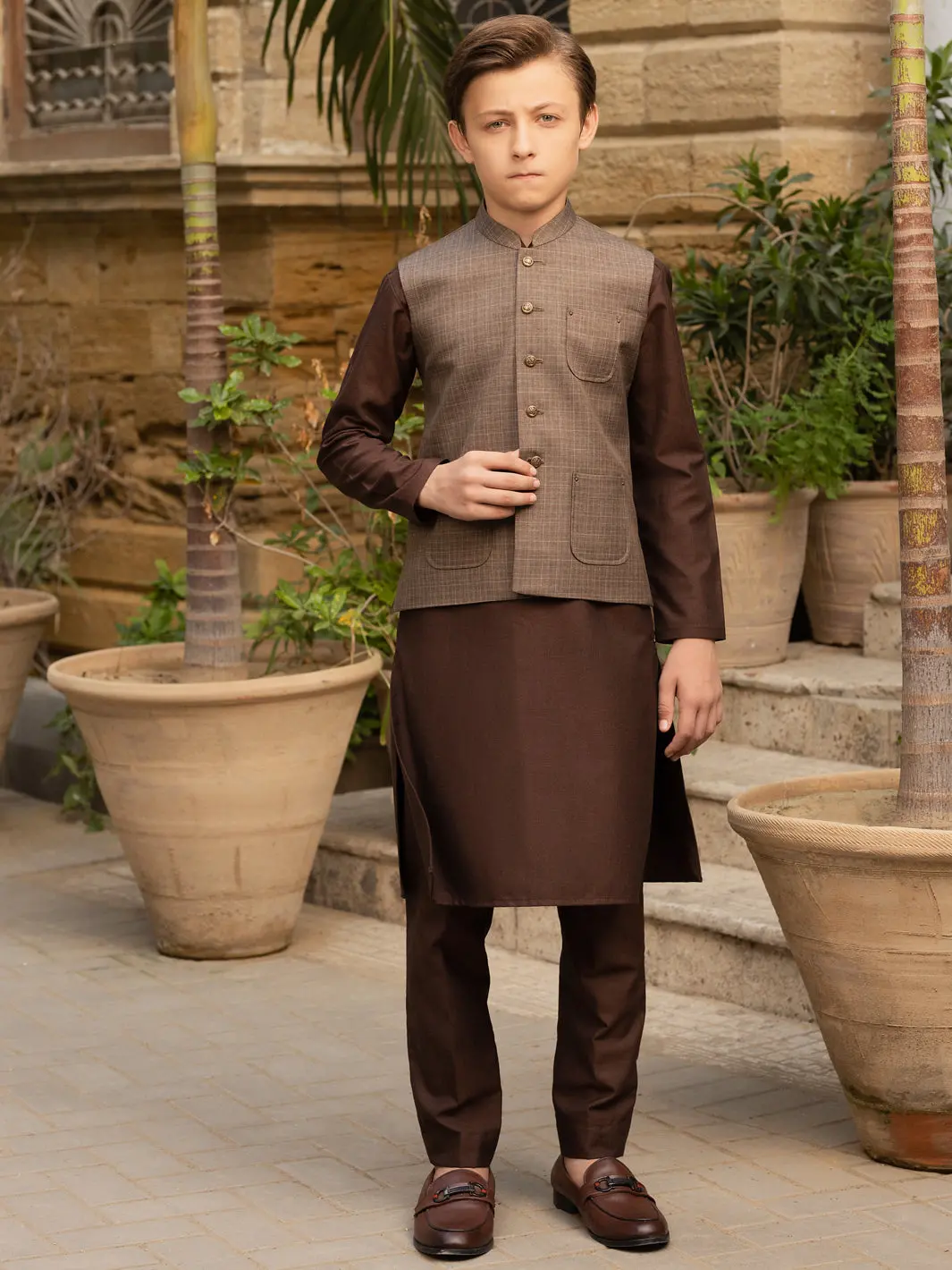 Brown Blended Boy Waistcoat - Alt-Wc-011A 1