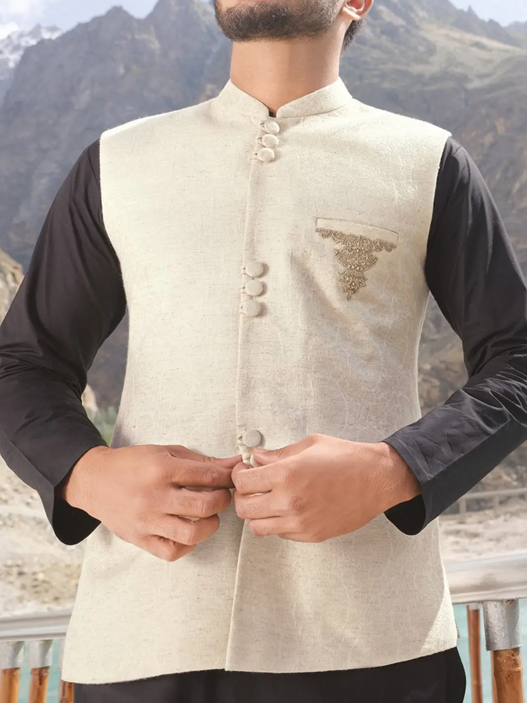 Off White Blended Waistcoat - Wc-261 1