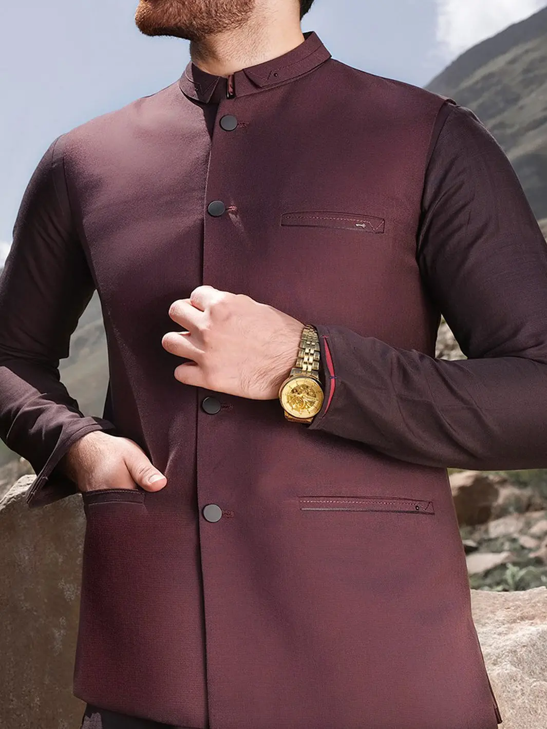 Maroon Blended Waistcoat - Wc-271 1
