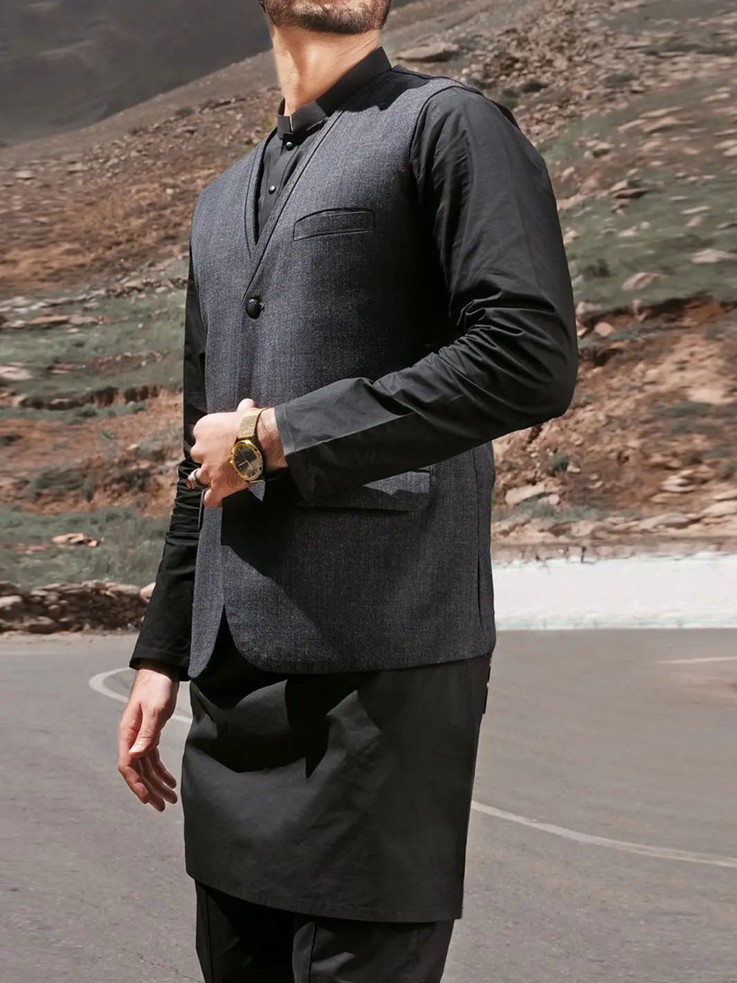 Charcoal Grey Blended Waistcoat - Wc-289 1