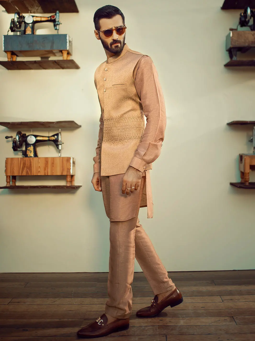 Brown Textured Waistcoat - Al-Wc-310 1