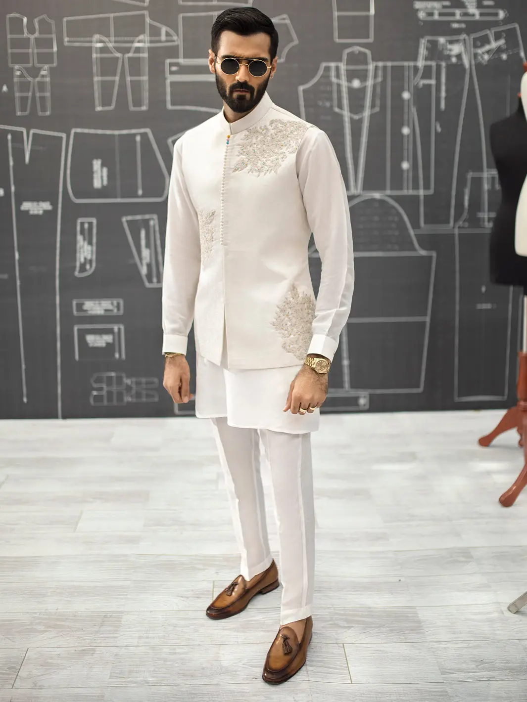 White Textured Waistcoat - Al-Wc-341 1