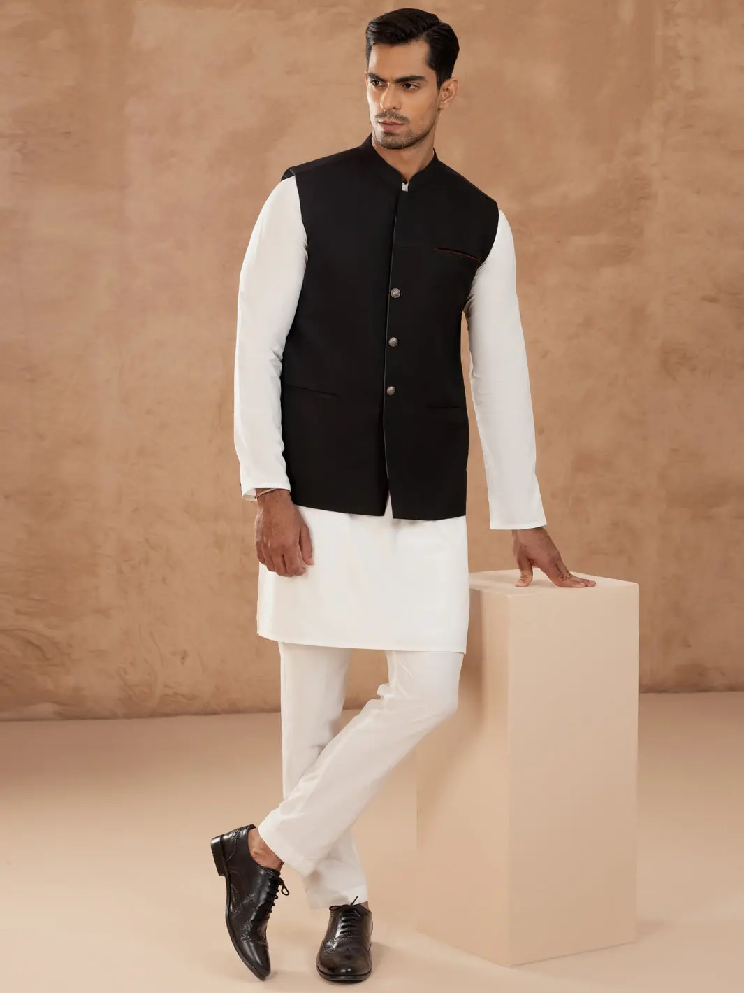 Black Blended Waistcoat - Al-Wc-545 1