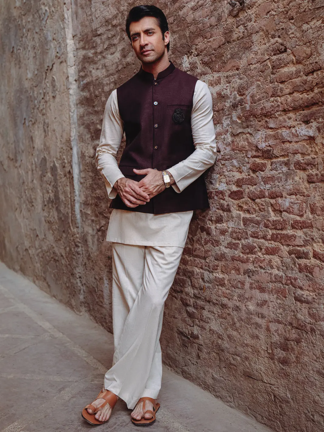 Maroon Blended Waistcoat - Al-Wc-588 1