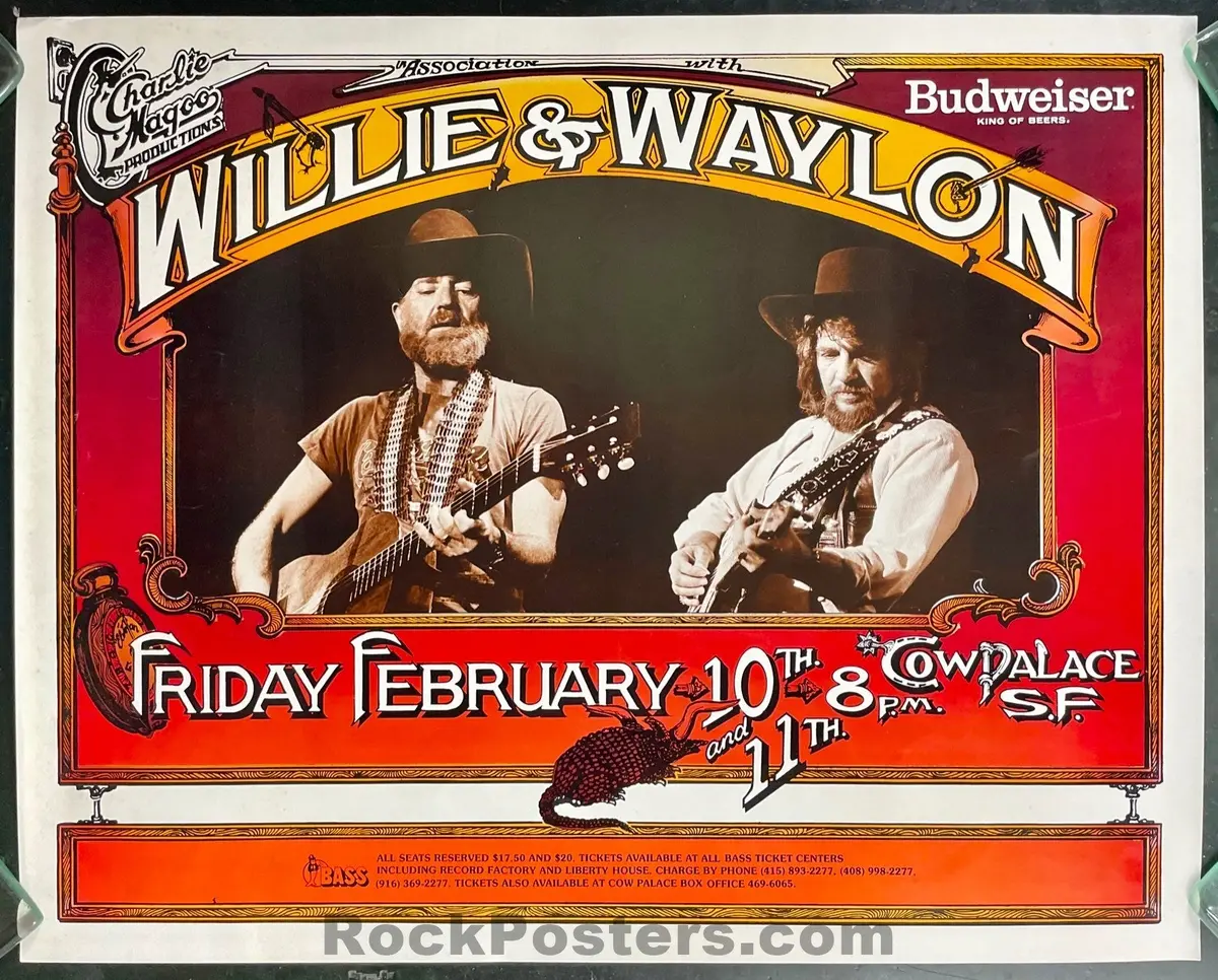 Auction - Willie & Waylon - San Francisco - 1984 Poster - Near Mint 1