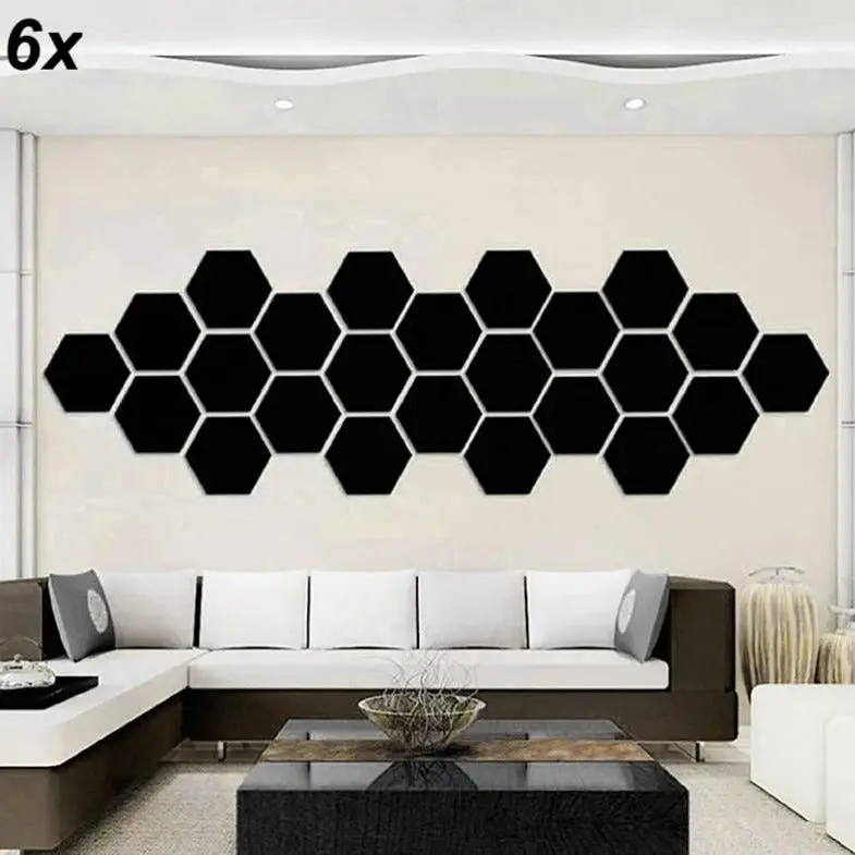 6X Acrylic Hexagon Wall Decor(Black) 1