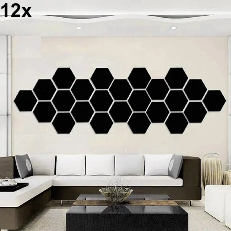 12X Acrylic Hexagon Wall Decor(Black) - Wall Decoration 1