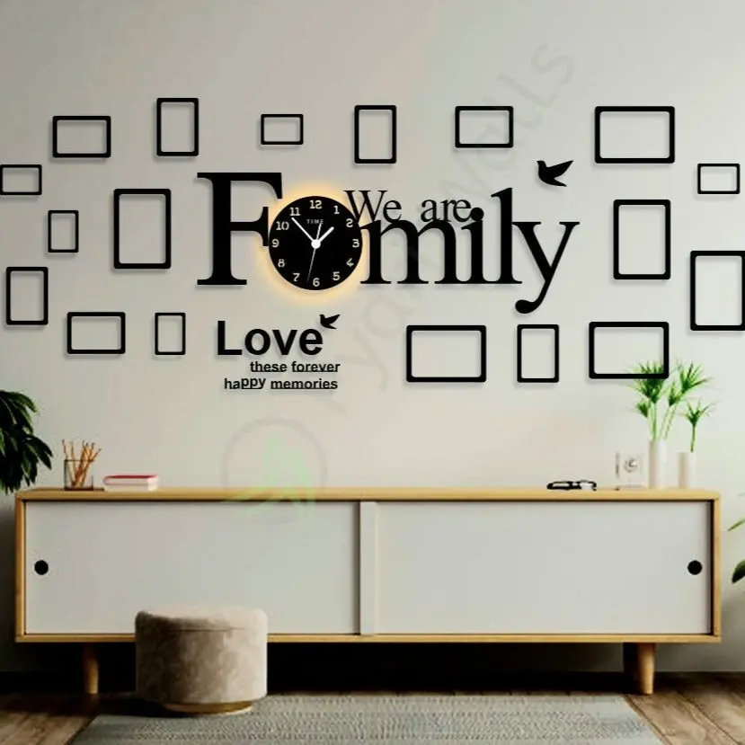 Big Family Frames Clock With Rope Light 1