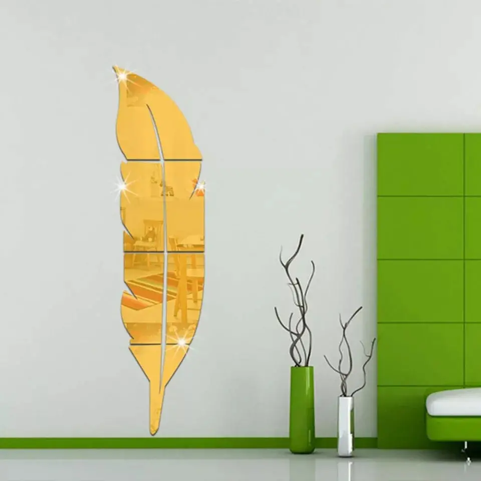 Golden Acrylic Leaf Mirror 1