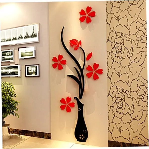 Acrylic Red And Black Vase - Wall Decor 1