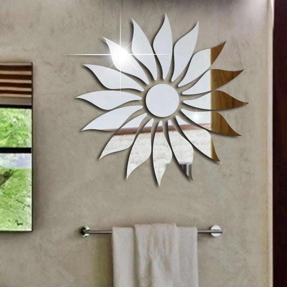 Silver Sunflower Home Decor Mirror(Acrylic) 1