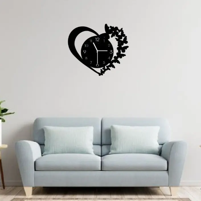 Heart With Butterflies Clock 1